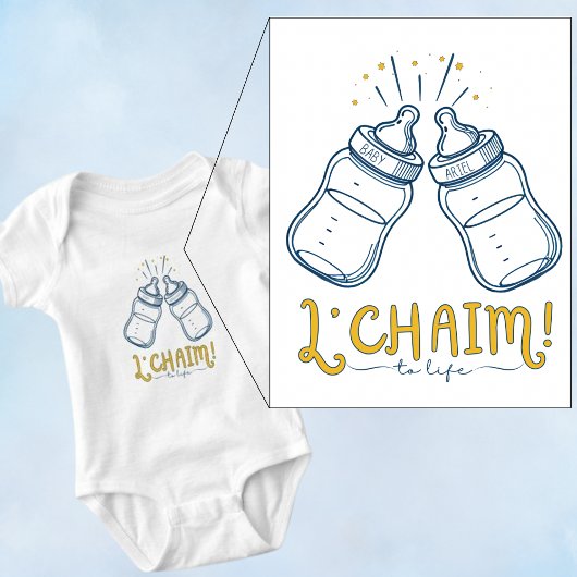 Aangepaste naam Joods "L'CHAIM!" Baby Bris of naam Romper