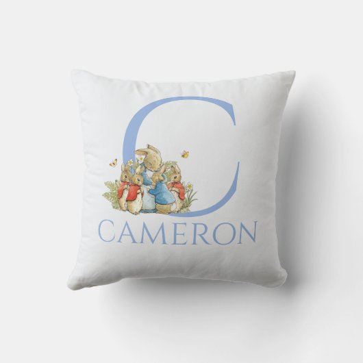 Aangepaste Naam Josephine konijn met haar baby's Kussen (Achterkant)
