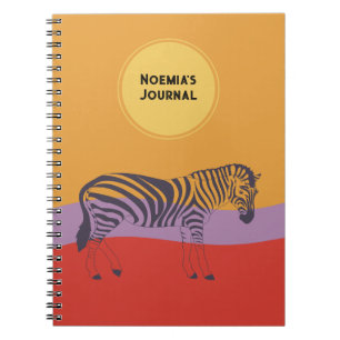 aangepaste naam journaal zebra modern kleurrijk jo notitieboek