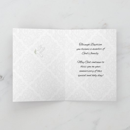 Aangepaste naam Jubileum Baptisme Blessings Cross Kaart (Binnen)