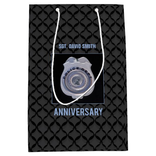 Aangepaste naam, Jubileum met politie Medium Cadeauzakje (Voorkant)