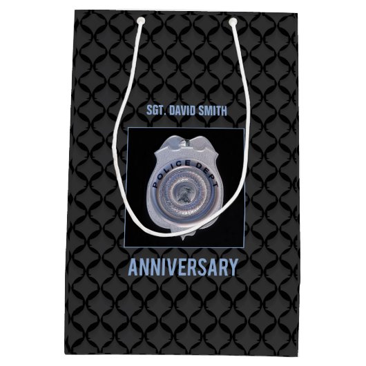 Aangepaste naam, Jubileum met politie Medium Cadeauzakje (Achterkant)