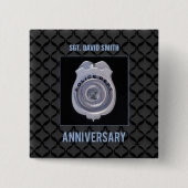 Aangepaste naam, Jubileum met politie Vierkante Button 5,1 Cm (Voorkant)