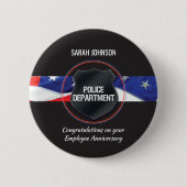 Aangepaste naam, Jubileum politiewerknemer Ronde Button 5,7 Cm (Voorkant)