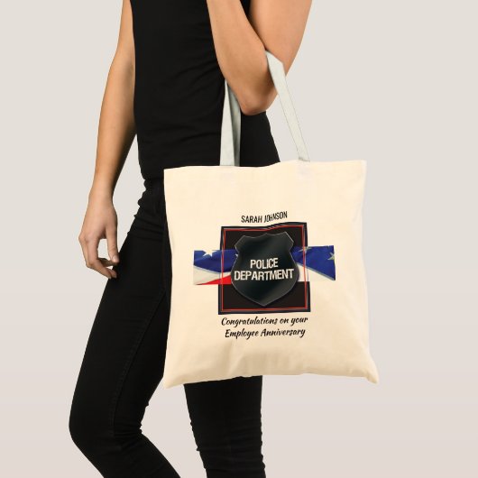 Aangepaste naam, Jubileum politiewerknemer Tote Bag (Voorkant (product))