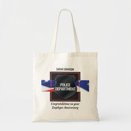 Aangepaste naam, Jubileum politiewerknemer Tote Bag (Voorkant)
