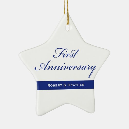 Aangepaste naam, Jubileum voor eerste bruiloft Keramisch Ornament (Rechts)