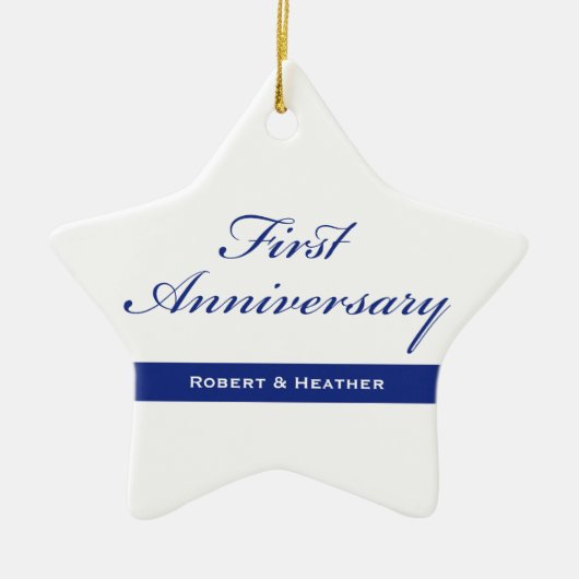 Aangepaste naam, Jubileum voor eerste bruiloft Keramisch Ornament (Voorkant)