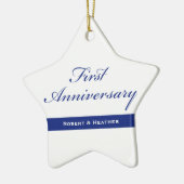 Aangepaste naam, Jubileum voor eerste bruiloft Keramisch Ornament (Links)