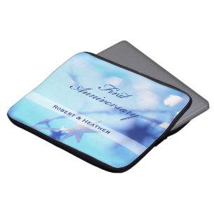 Aangepaste naam, Jubileum voor eerste bruiloft Laptop Sleeve