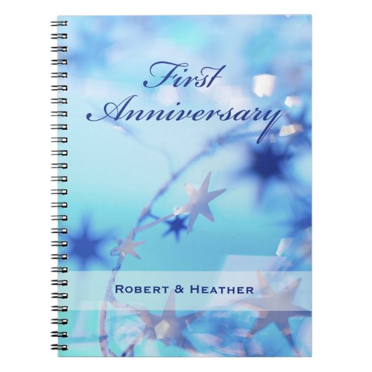 Aangepaste naam, Jubileum voor eerste bruiloft Notitieboek (Voorkant)