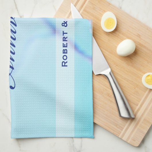 Aangepaste naam, Jubileum voor eerste bruiloft Theedoek (Quarter Fold)