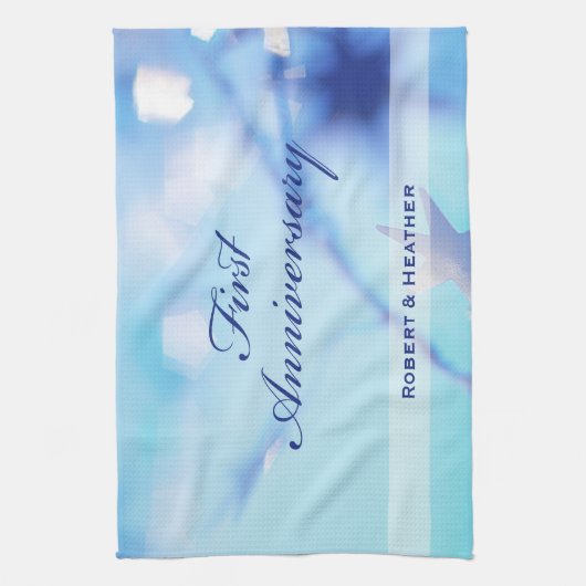 Aangepaste naam, Jubileum voor eerste bruiloft Theedoek (Verticaal)