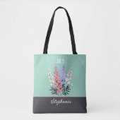 Aangepaste Naam Juli Geboorte Bloem Canvas tas (Voorkant)