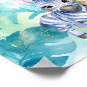 Aangepaste naam Jungle Baby Zebra Giraffe en Tijge Poster (Hoek)