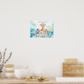 Aangepaste naam Jungle Baby Zebra Giraffe en Tijge Poster (Keuken)