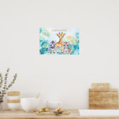 Aangepaste naam Jungle Baby Zebra Giraffe en Tijge Poster (Keuken)