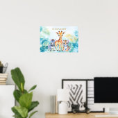 Aangepaste naam Jungle Baby Zebra Giraffe en Tijge Poster (Thuiskantoor)
