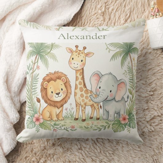 Aangepaste naam jungle dieren kussen (Deken)