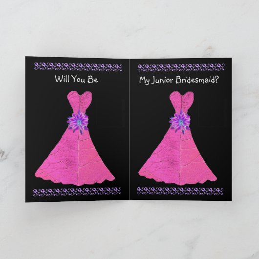 Aangepaste naam - JUNIOR BRIDESMAID Kaart Roze jur (Binnen)