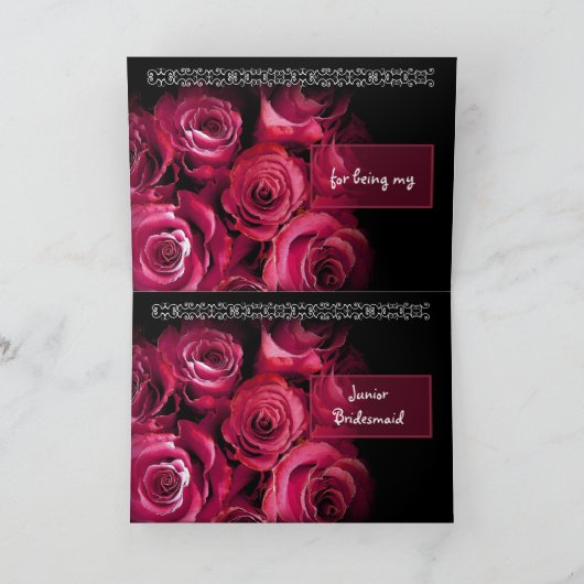 Aangepaste NAAM - Junior bruidsmeisje DANK JE Bedankkaart (Binnen)