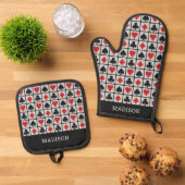 Aangepaste naam Kaart Suits Ovenwant & Pannenlap Set (Top down)