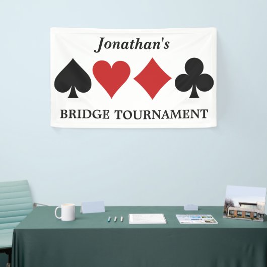 Aangepaste naam kaartspeler en tekstbanner spandoek (Beurs)