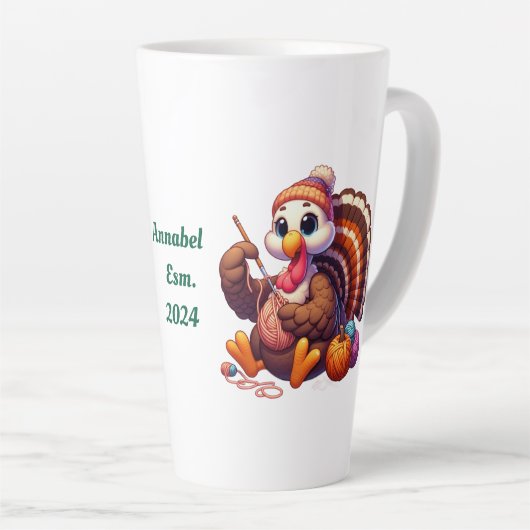 Aangepaste naam kalkoen haken latte mok (Rechterhoek)