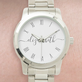 Aangepaste naam kalligrafie script Trendy Elegant Horloge