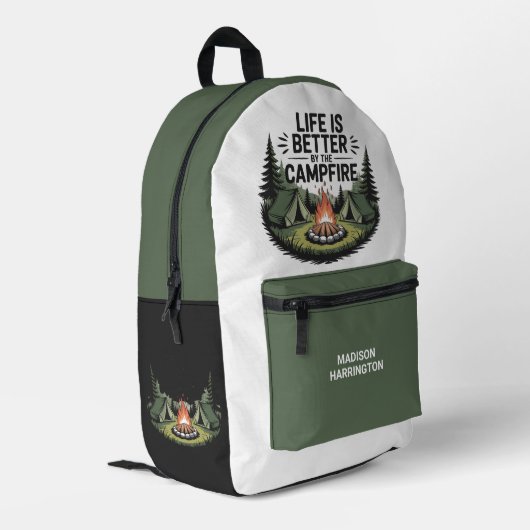 Aangepaste naam kamperen bedrukte rugzak (Achterkant Hoek Links)