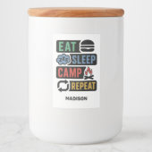 Aangepaste naam kamperen voedselcontainer etiket (Voorkant)