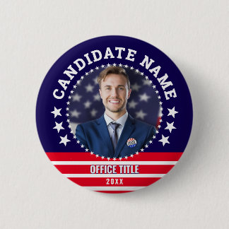Aangepaste naam kandidaat politieke verkiezingscam ronde button 5,7 cm