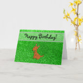Aangepaste naam kangaroo groene glitter kaart (Gele Bloem)
