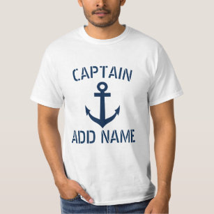 Aangepaste naam kapitein anker aan shirten t-shirt