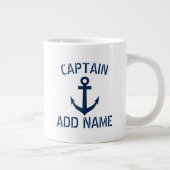 Aangepaste naam kapitein en anker grote jumbo-mok grote koffiekop (Rechts)