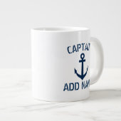 Aangepaste naam kapitein en anker grote jumbo-mok koffiekop (Voorkant rechts)