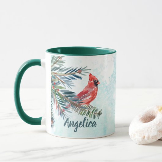 Aangepaste naam kardinaal geschenkmok mok (Met donut)