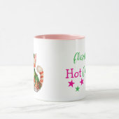 Aangepaste naam kat groen roze warme chocolade mok (Midden)