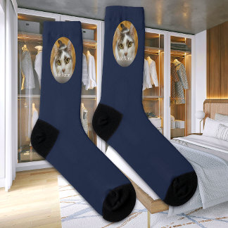 Aangepaste Naam Kat Hond Foto Modern Gepersonalise Sokken