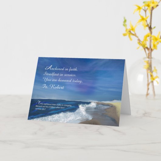 Aangepaste naam Katholieke priester Vaderdag Ocean Kaart (Gele Bloem)