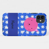 Aangepaste naam kattenblauwe sneeuwvlokken bomen Case-Mate iPhone case (Achterkant (horizontaal))