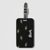 Aangepaste naam kattenogen op zwart bagagelabel (Voorkant (verticaal))