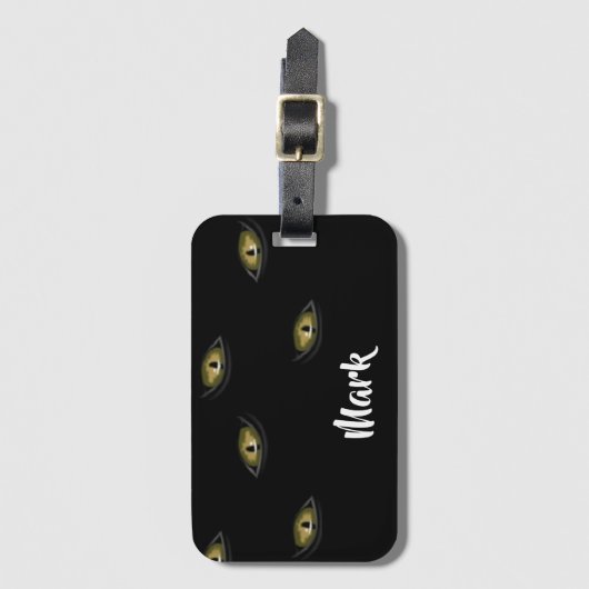 Aangepaste naam kattenogen op zwart bagagelabel (Voorkant (verticaal))