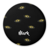 Aangepaste naam kattenogen op zwart keramische knop (Voorkant)