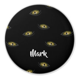 Aangepaste naam kattenogen op zwart keramische knop