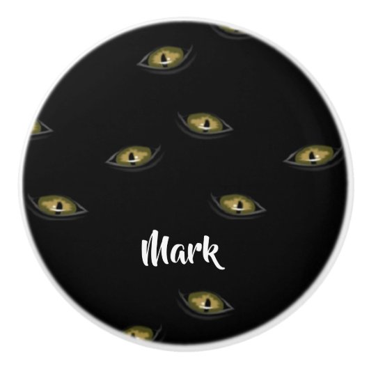 Aangepaste naam kattenogen op zwart keramische knop (Voorkant)