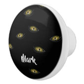 Aangepaste naam kattenogen op zwart keramische knop (Rechts)