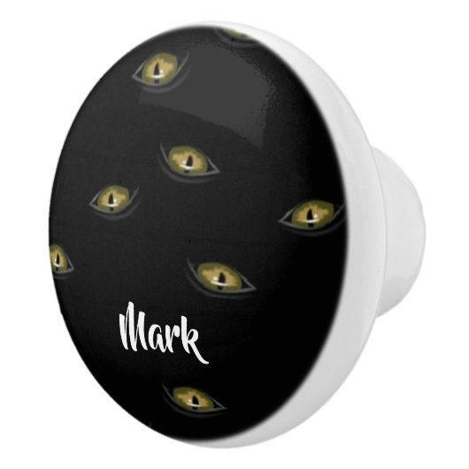 Aangepaste naam kattenogen op zwart keramische knop (Rechts)