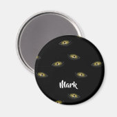 Aangepaste naam kattenogen op zwart magneet (Voorkant / Achterkant)