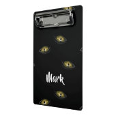 Aangepaste naam kattenogen op zwart mini klembord (Angled2)